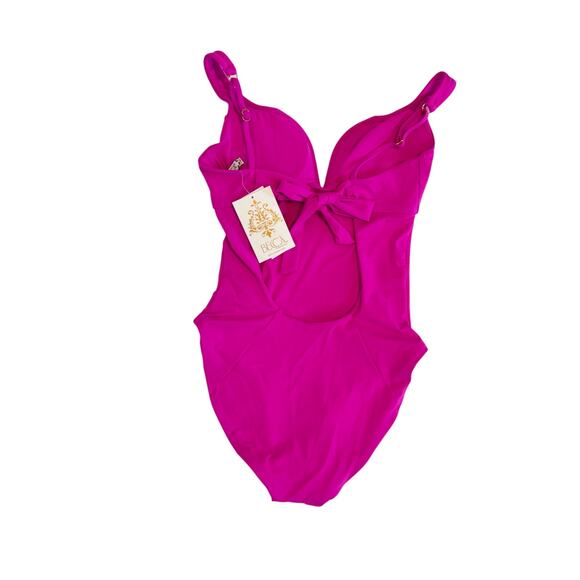 Becca by Rebecca Virtue Swimsuit Size Small One Piece l Bow Vivid Pink NWT $138 - Picture 8 of 11